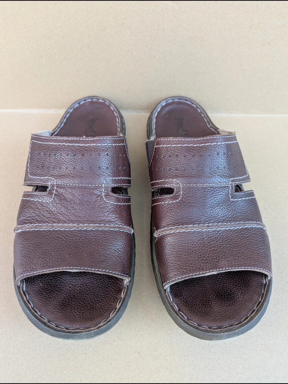 Josef Seibel Logan 21 Men's Leather Slide Sandals Brown EU 45/ US 12 Casual